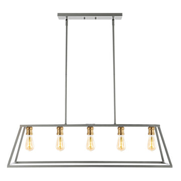 Floyd 38" Adjustable Iron Farmhouse Vintage LED Dimmable Pendant - JONATHAN Y